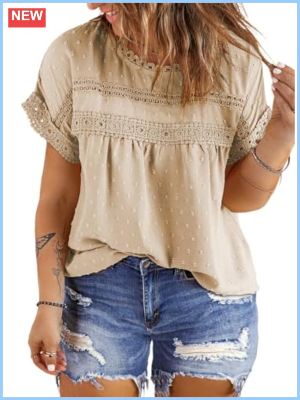 Plus Size Womens Short Sleeve Chiffon Blouse Bohemian Crewneck Top 1X-5XL